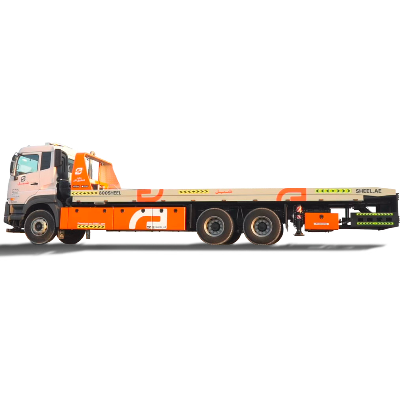 Sheel heavy flatbed recovery truck for commercial and large vehicle towing